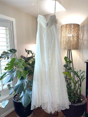 kleinfeld cold shoulder long bridesmaid dress Minimalist Silk Sheath Wedding Dress